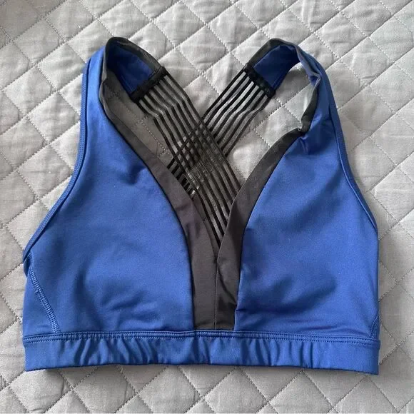 VS Sport Blue and Black V-Neck Sports Bra Size XS - Picture 4 of 9